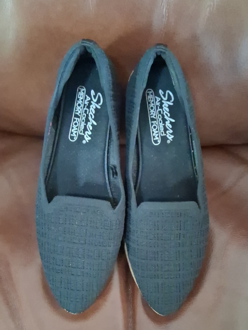 Skechers Black Woven Slip-On Loafers